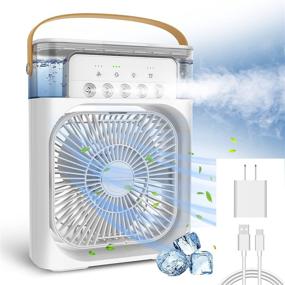 img 4 attached to NTMY Personal Air Conditioner Fan - Desk Portable Mini Evaporative Cooler with LED Light, 1/2/3 Hour Timer, 3 Wind Speeds & 3 Spray Modes - Ideal for Home, Office, and Travel