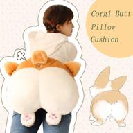 🐶 corgi butt throw pillow: adorable fluffy animal neck support cushion - perfect travel companion, stuffed toy, or birthday gift (brown+white a 16.53in) logo
