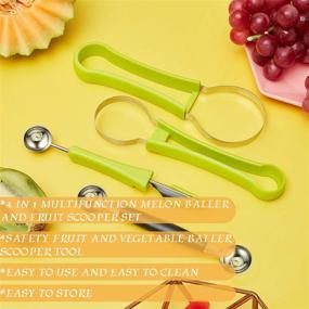 img 1 attached to 🍉 Stainless Steel Melon Baller Scoop Set - 2 Pieces | 4-in-1 Fruit Scooper with Seed Remover, Carving Knife, and Double-Sided Melon Baller | Ideal for Watermelon, Ice Cream, and More