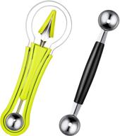 🍉 stainless steel melon baller scoop set - 2 pieces | 4-in-1 fruit scooper with seed remover, carving knife, and double-sided melon baller | ideal for watermelon, ice cream, and more logo