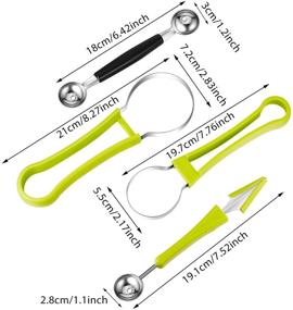 img 3 attached to 🍉 Stainless Steel Melon Baller Scoop Set - 2 Pieces | 4-in-1 Fruit Scooper with Seed Remover, Carving Knife, and Double-Sided Melon Baller | Ideal for Watermelon, Ice Cream, and More