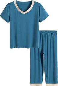img 4 attached to 👚 Stylish and Comfy: Latuza Women's Sleepwear Tops with Capri Pants Pajama Sets