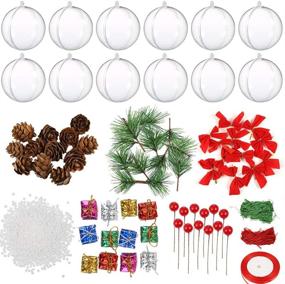 img 4 attached to 12-Pack Clear Fillable Plastic Christmas Ball Ornaments with Various Accessories for DIY Crafts, Tree Decorations, Wedding Parties, and Home Décor