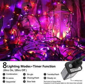 img 3 attached to 🎃 Lyhope Orange & Purple Halloween Lights, 66ft 200 LED 8 Modes Low Voltage Mini Halloween String Lights, with Timer - Connectable Halloween Lights for Home, Graveyard, Carnival, Outdoor, Indoor Decor