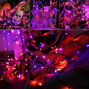 img 2 attached to 🎃 Lyhope Orange & Purple Halloween Lights, 66ft 200 LED 8 Modes Low Voltage Mini Halloween String Lights, with Timer - Connectable Halloween Lights for Home, Graveyard, Carnival, Outdoor, Indoor Decor