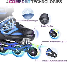 img 1 attached to 🛼 TylooVi Blue Adjustable Inline Skates for Boys, Girls, and Women - Illuminated Wheels for Outdoor & Indoor Activities. High-Performance Roller Blades for Kids, Youth, and Adults