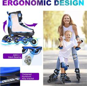 img 3 attached to 🛼 TylooVi Blue Adjustable Inline Skates for Boys, Girls, and Women - Illuminated Wheels for Outdoor & Indoor Activities. High-Performance Roller Blades for Kids, Youth, and Adults