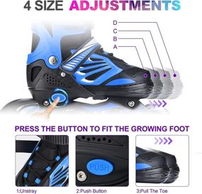 img 2 attached to 🛼 TylooVi Blue Adjustable Inline Skates for Boys, Girls, and Women - Illuminated Wheels for Outdoor & Indoor Activities. High-Performance Roller Blades for Kids, Youth, and Adults