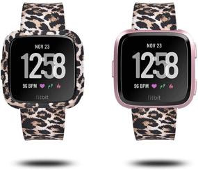 img 1 attached to 🐆 CAGOS Fitbit Versa 2 Bands: 2 Pack Silicone Straps with Protective Case - Leopard+Rose, Large