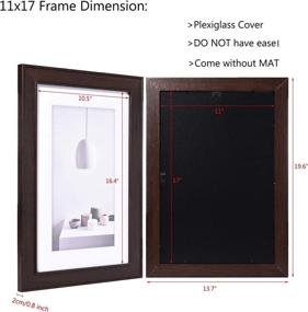 img 1 attached to 🖼️ Rustic Brown Woodgrain 11x17 Picture Frame by Metrekey - Ideal for 17x11 Poster Frames, Photo Art Prints, Wall Hanging Decor - Includes Plexiglass Cover