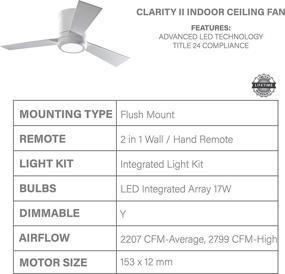 img 2 attached to 🌀 Monte Carlo Clarity II 42" Hugger Fan with Remote Control - LED Light - Matte White Finish