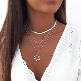 img 3 attached to Stainless Steel/18K Gold Plated Star of David Necklace with Chain - 22 Inch Jewish Jewelry for Men and Women, Megan Star Pendant Israel Necklaces