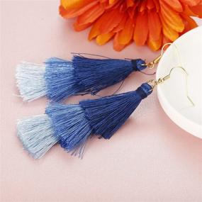 img 3 attached to Stunning FINREZIO Dangle Tassel Earrings: Boho Gradient Design for Women and Girls