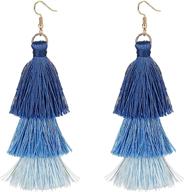 stunning finrezio dangle tassel earrings: boho gradient design for women and girls logo