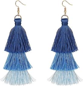 img 4 attached to Stunning FINREZIO Dangle Tassel Earrings: Boho Gradient Design for Women and Girls