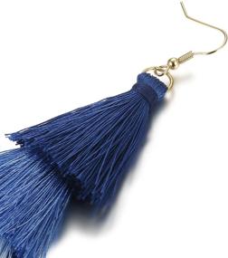 img 1 attached to Stunning FINREZIO Dangle Tassel Earrings: Boho Gradient Design for Women and Girls