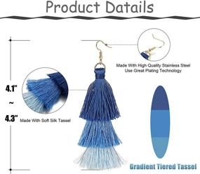 img 2 attached to Stunning FINREZIO Dangle Tassel Earrings: Boho Gradient Design for Women and Girls