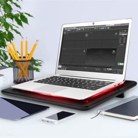 img 3 attached to 💻 TECKNET Laptop Cooling Pad: Slim & Portable USB Powered Cooler with LED Fans for 12-17 Inch Notebooks (Red)