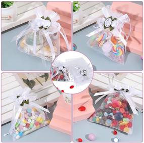 img 1 attached to 🎁 Shappy 100pcs White Rose Organza Present Bags: Jewelry, Cosmetics, Candy & More | Wedding Favor, Treat Bag with Silk Drawstring for Party, Christmas (4x4.72in)