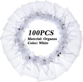 img 3 attached to 🎁 Shappy 100pcs White Rose Organza Present Bags: Jewelry, Cosmetics, Candy & More | Wedding Favor, Treat Bag with Silk Drawstring for Party, Christmas (4x4.72in)