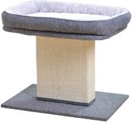 catry cat bed with scratching post: stylish minimalist design of cat tree with cozy bed and teasing scratcher, encouraging kitty to stay – durable and simple assembly cat furniture logo