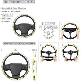 img 1 attached to 🌼 ToadDMOS 9-Piece Decorative Daisy Floral Front Seat Cover Set with Steering Wheel Cover, Armrest Cover, Seat Belt Pads, Cup Holder Coasters, and Wrist Lanyard Keychain