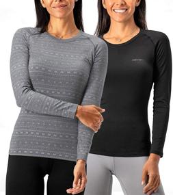 img 4 attached to 👚 DEVOPS Women's 2 Pack Thermal Compression Baselayer Tops, Long Sleeve Shirts for Enhanced Warmth
