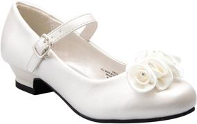 img 4 attached to DressForLess Pretty Rosettes Leather WHITEPU Girls' Shoes and Flats