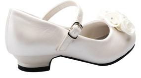 img 2 attached to DressForLess Pretty Rosettes Leather WHITEPU Girls' Shoes and Flats