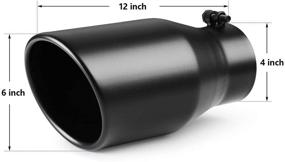 img 3 attached to A-KARCK 4 Inch Universal Stainless Steel Bolt-On Exhaust Tip - 4'' Inlet, 6'' Outlet, 12'' Long - Truck Tailpipe Muffler Tip (Black)