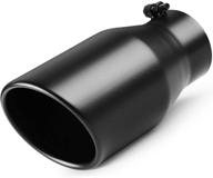 a-karck 4 inch universal stainless steel bolt-on exhaust tip - 4'' inlet, 6'' outlet, 12'' long - truck tailpipe muffler tip (black) logo