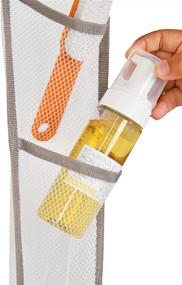 img 2 attached to 🏠 Home-X Hanging Mesh Organizer: 6-Pocket Shower Caddy with Hook and Loop Hanger – 58" L x 7" W, White/Gray