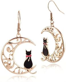 img 1 attached to Crescent Cartoon Animals Earrings Jewelry Black