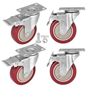 img 4 attached to 🔒 Premium 1200Lbs Capacity Swivel Caster Wheels with Rubber Locking Mechanism