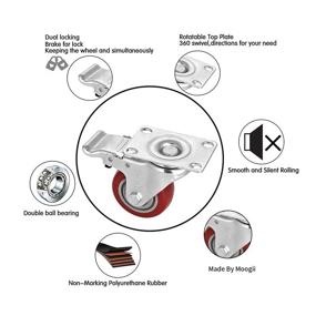 img 2 attached to 🔒 Premium 1200Lbs Capacity Swivel Caster Wheels with Rubber Locking Mechanism