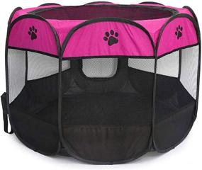 img 4 attached to 🐾 BEIKOTT Foldable Pet Playpen: Portable Dog Kennel Tent with Mesh Shade Cover for Travel Indoor/Outdoor Use