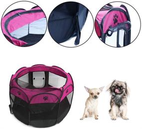 img 1 attached to 🐾 BEIKOTT Foldable Pet Playpen: Portable Dog Kennel Tent with Mesh Shade Cover for Travel Indoor/Outdoor Use