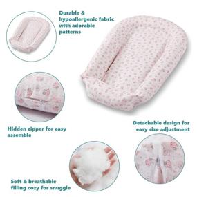 img 2 attached to 👶 Little Grape Land Baby Nest Lounger for Co-Sleeping - Breathable Reversible Baby Lounger Pillow for Napping and Traveling - Pink and Gray Baby Bed