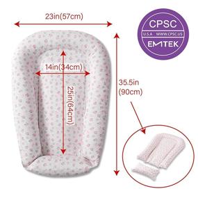 img 3 attached to 👶 Little Grape Land Baby Nest Lounger for Co-Sleeping - Breathable Reversible Baby Lounger Pillow for Napping and Traveling - Pink and Gray Baby Bed