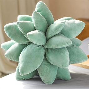 img 1 attached to 🌵 9.8-inch Green-B Succulent Pillow - Cute Stuffed Plant Plush Pillows, 3D Cactus Cushion for Garden Bedroom Home Decor, Novelty Succulents Plush