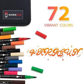 img 1 attached to 🖌️ Warmsun 72-Color Art Coloring Markers Set with Dual Tips: Brush Fineliner Color Pens Kit Including Case, Water-Based Marker for Adult Kids Drawing, Coloring Books, Bullet Journaling, Notebooks, Calligraphy - Black