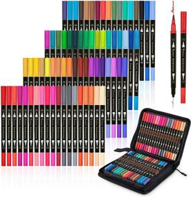 img 4 attached to 🖌️ Warmsun 72-Color Art Coloring Markers Set with Dual Tips: Brush Fineliner Color Pens Kit Including Case, Water-Based Marker for Adult Kids Drawing, Coloring Books, Bullet Journaling, Notebooks, Calligraphy - Black