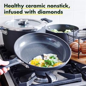 img 2 attached to 🍳 GreenPan Stackable Cookware Set - Levels, 6 Piece, Hard Anodized Ceramic Nonstick, Black
