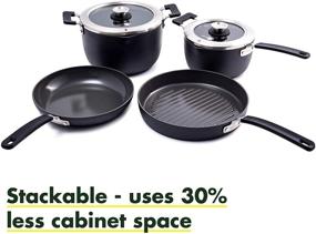 img 3 attached to 🍳 GreenPan Stackable Cookware Set - Levels, 6 Piece, Hard Anodized Ceramic Nonstick, Black