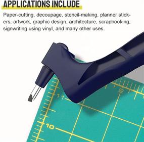 img 2 attached to Craft Cutting Tool with 3 Blades: Art Utility Knives for Art, Quilting, and Crafting (Blue) - 360° Rotary Cutter & Precision Knife (15°, 30°, 45°)