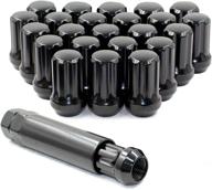 🔒 24-count black 14x1.5 spline lug nut set - high-quality wheel accessories for trucks - locking, small diameter, closed-end logo