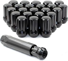img 4 attached to 🔒 24-Count Black 14x1.5 Spline Lug Nut Set - High-quality Wheel Accessories for Trucks - Locking, Small Diameter, Closed-End
