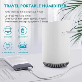 img 2 attached to 🌬️ FAMEDY Mini Cool Mist Cordless Humidifier - Portable, Travel-friendly and Wireless for Yoga, SPA, Home, Car, Office - Auto Shut-Off, Up to 12 Hours Run Time (White)