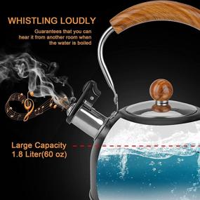 img 3 attached to ☕ ENLOY 2.3 Quart Stainless Steel Whistling Tea Kettle with Wood Pattern Handle - Anti-Hot, Anti-Rust, Loud Whistle - Perfect for Tea, Coffee, Milk - Stovetop, Gas, Electric Compatible