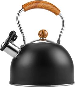 img 4 attached to ☕ ENLOY 2.3 Quart Stainless Steel Whistling Tea Kettle with Wood Pattern Handle - Anti-Hot, Anti-Rust, Loud Whistle - Perfect for Tea, Coffee, Milk - Stovetop, Gas, Electric Compatible